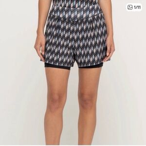 Bad Birdie Geometric Black and White Women's Athletic Shorts